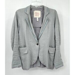 H+ HANNOH WESSEL jacket blazer silk linen made in italy slouchy gray US 4 FR 36